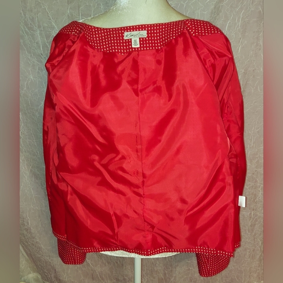 Kim Rogers Womens Blazer Red and White Size 16 Petite 16P Jacket w/ Pockets Work - Picture 6 of 9